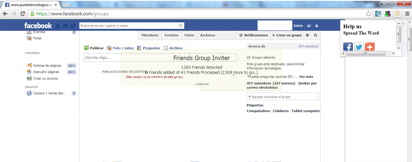 Agregar todos mis amigos a un grupo en facebook